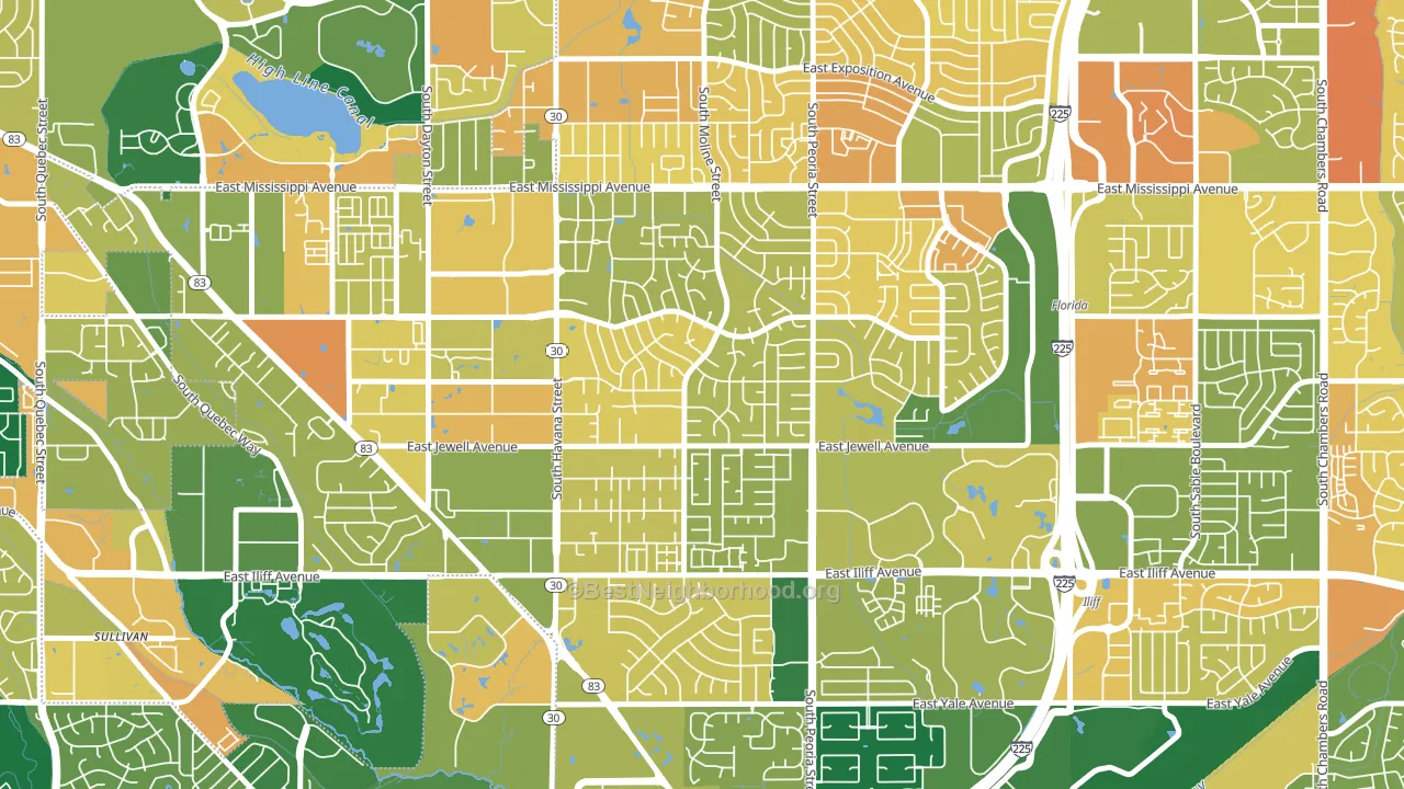 Village East, Aurora, CO block-group voter-turnout map