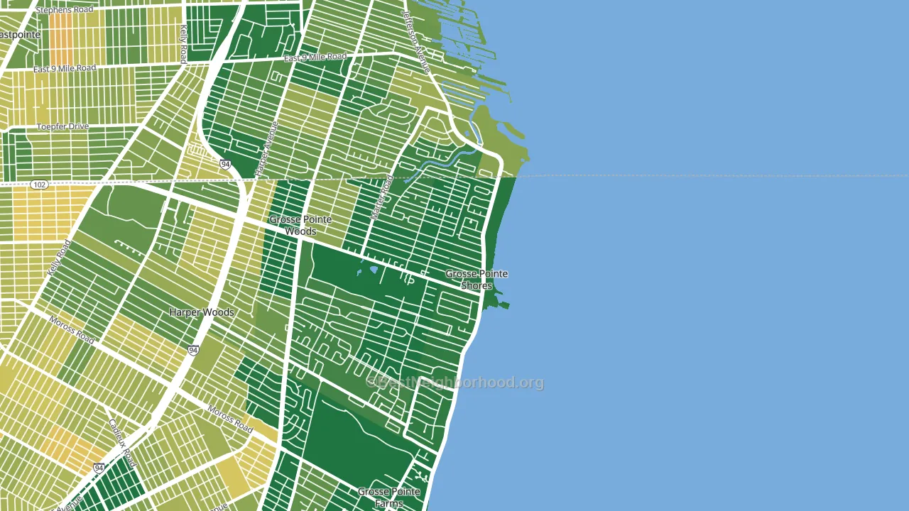 Village of Grosse Pointe Shores, MI block-group voter-turnout map
