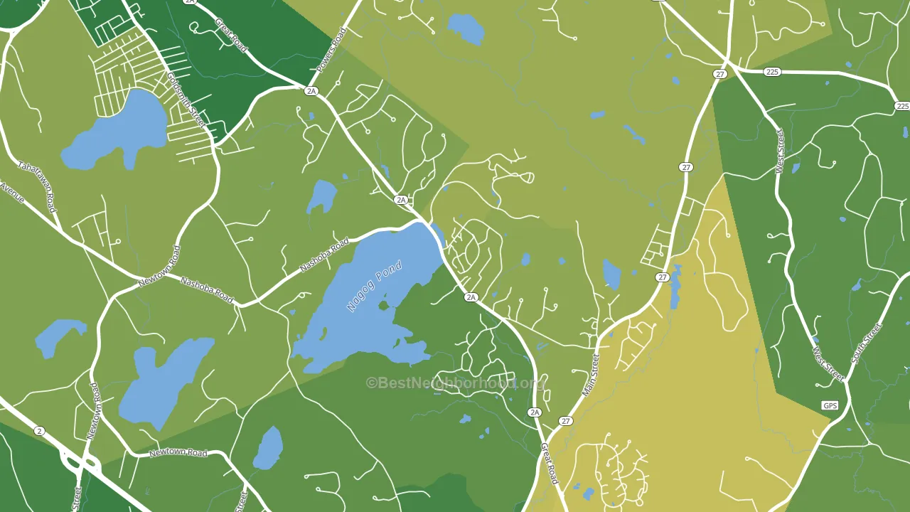 Village Of Nagog Woods, MA block-group voter-turnout map