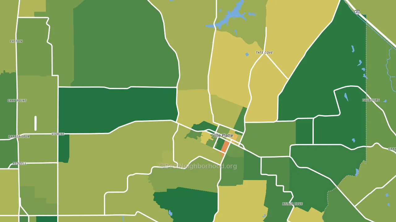 Ville Platte, LA block-group voter-turnout map