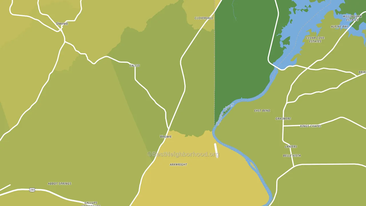 Vincent, AL block-group voter-turnout map