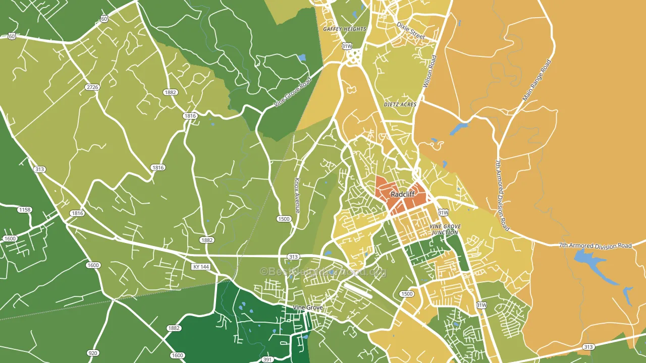 Vine Grove Junction, KY block-group voter-turnout map