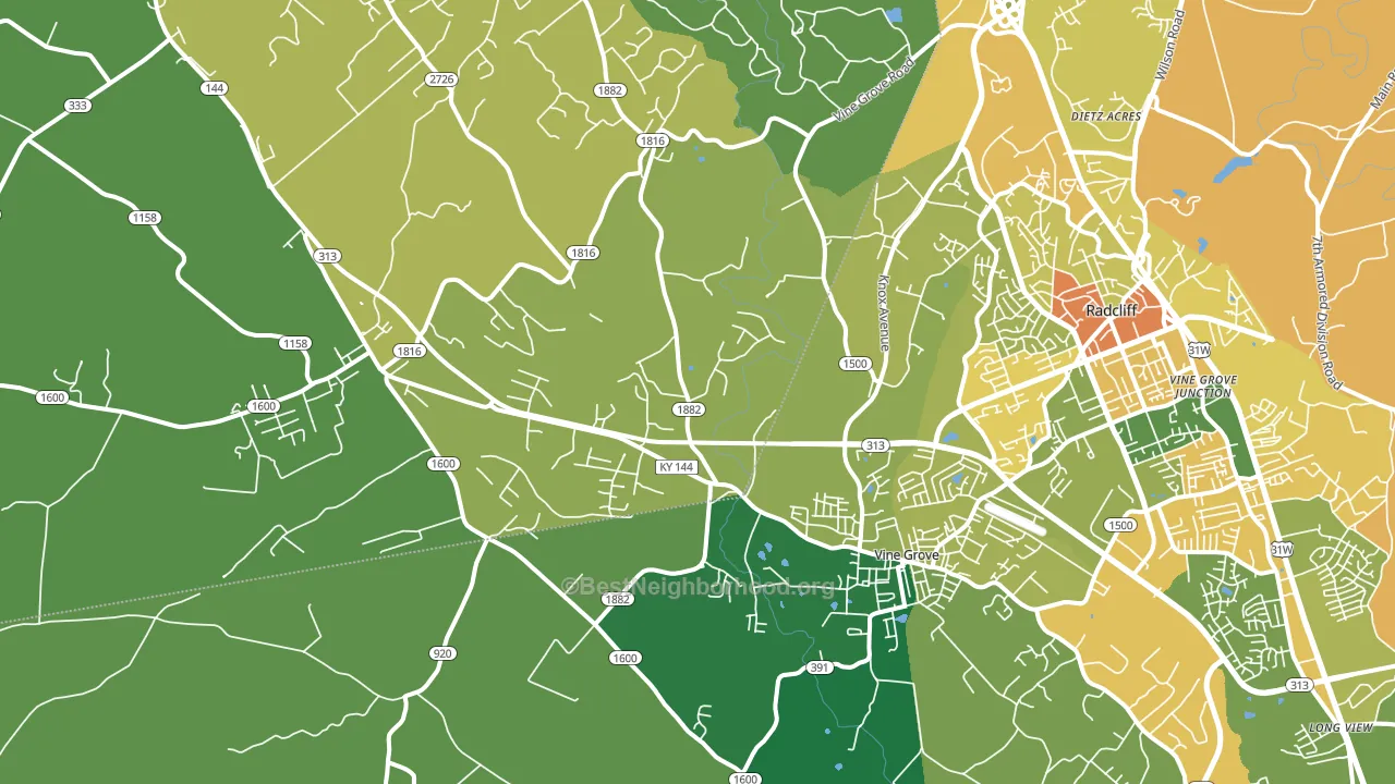 Vine Grove, KY block-group voter-turnout map