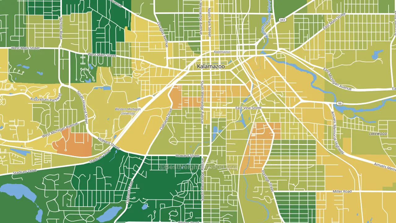 Vine, Kalamazoo, MI block-group voter-turnout map