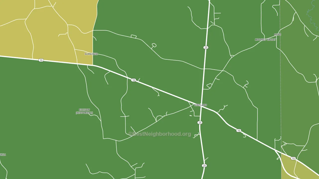 Vineland, AL block-group voter-turnout map