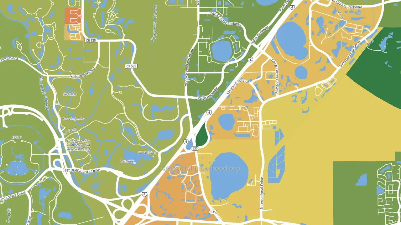 Vineland, FL block-group voter-turnout map