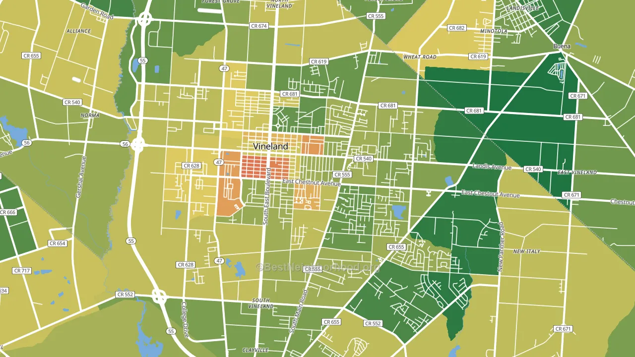 Vineland, NJ block-group voter-turnout map