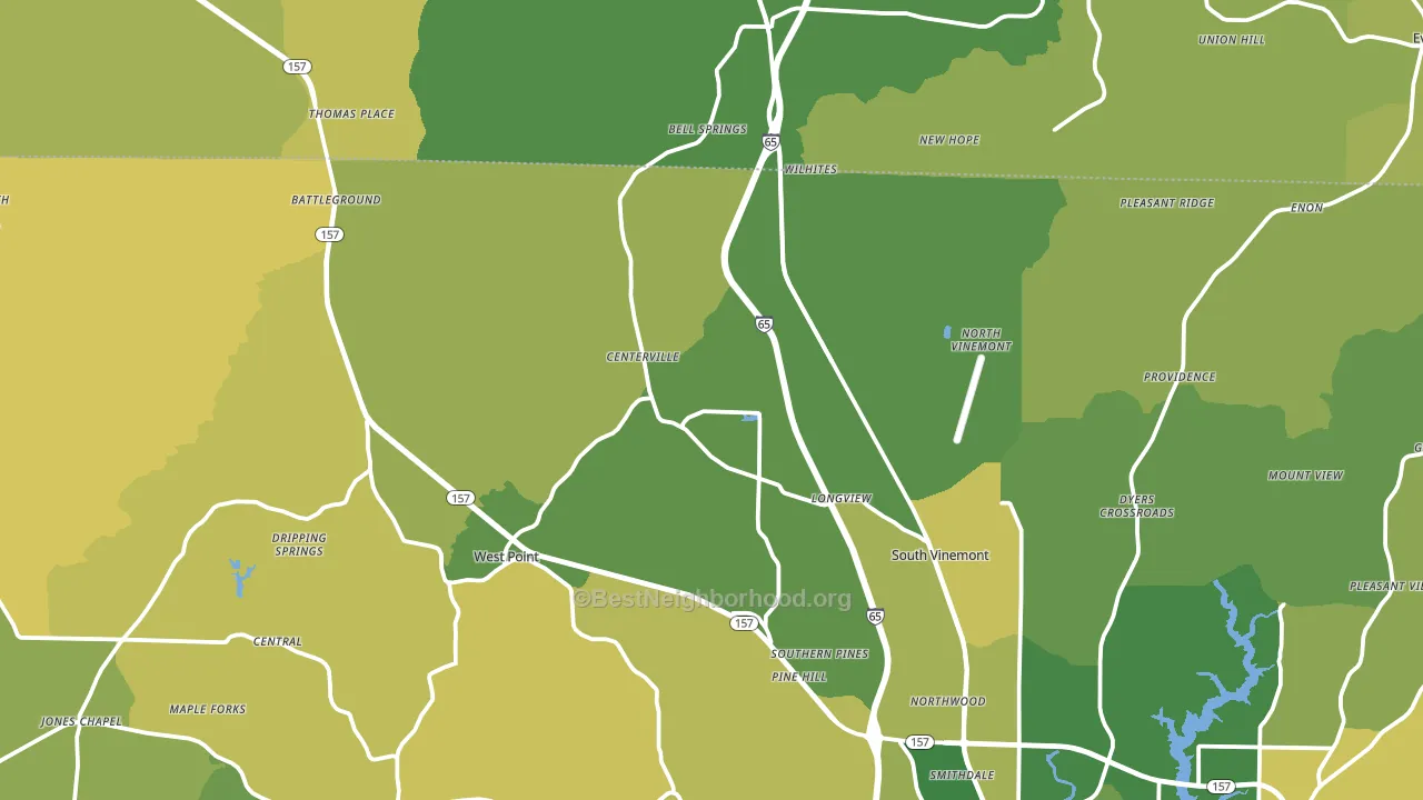 Vinemont, AL block-group voter-turnout map