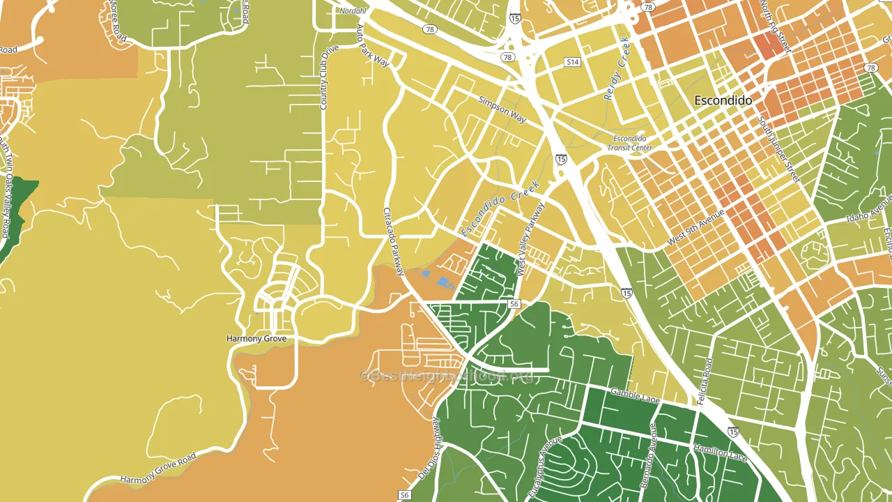 Vineyard, Escondido, CA block-group voter-turnout map