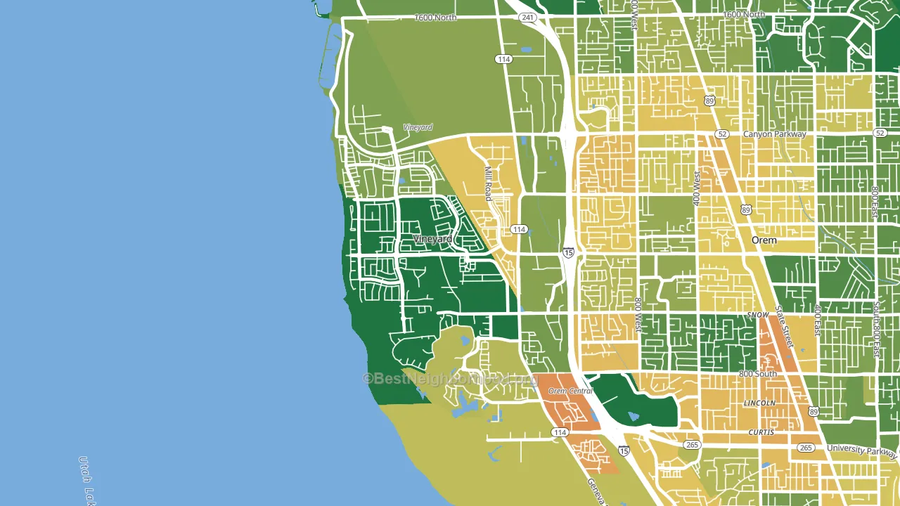 Vineyard, UT block-group voter-turnout map