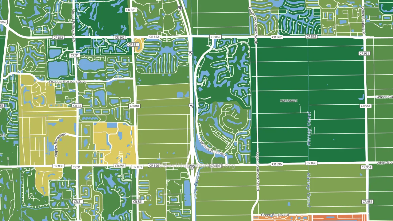 Vineyards, Naples, FL block-group voter-turnout map