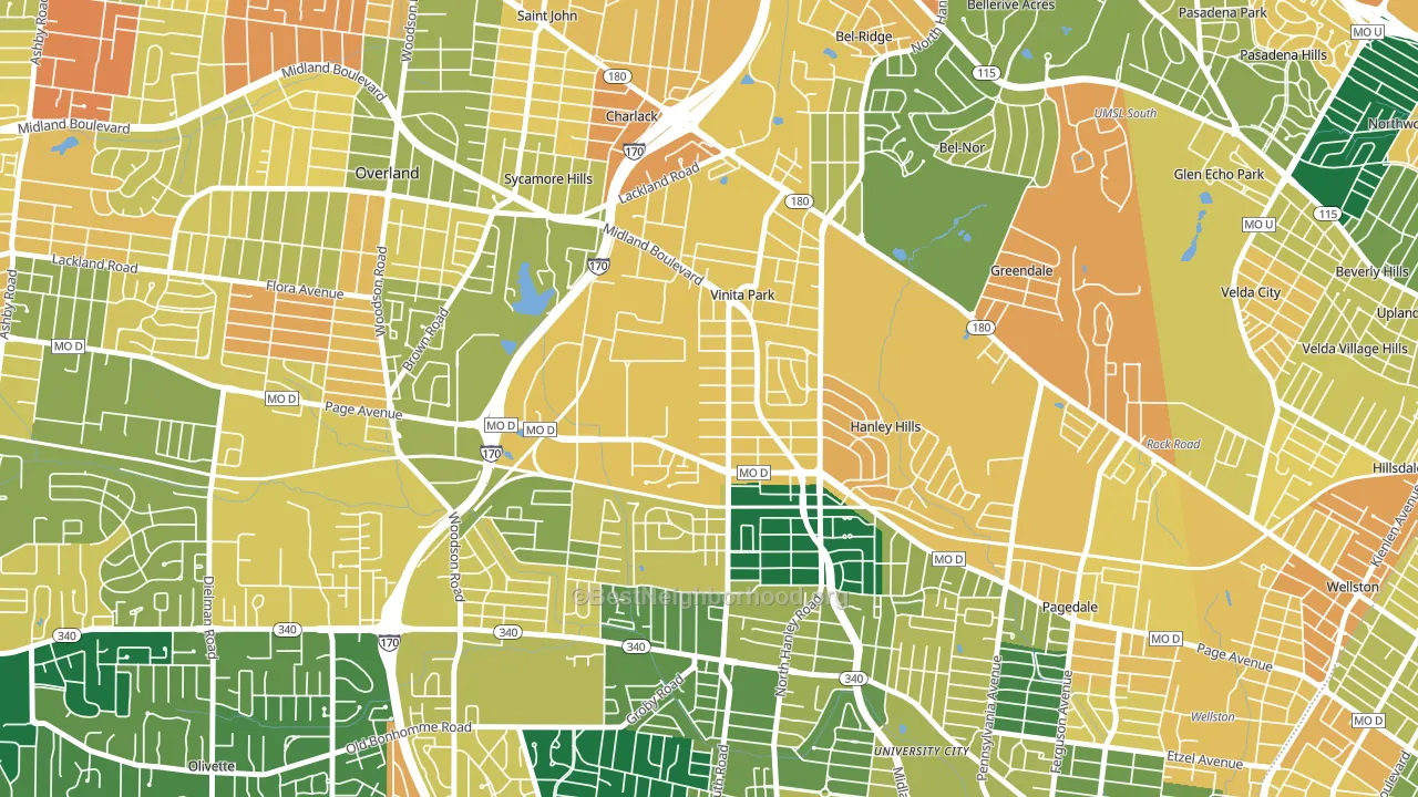 Vinita Park, MO block-group voter-turnout map