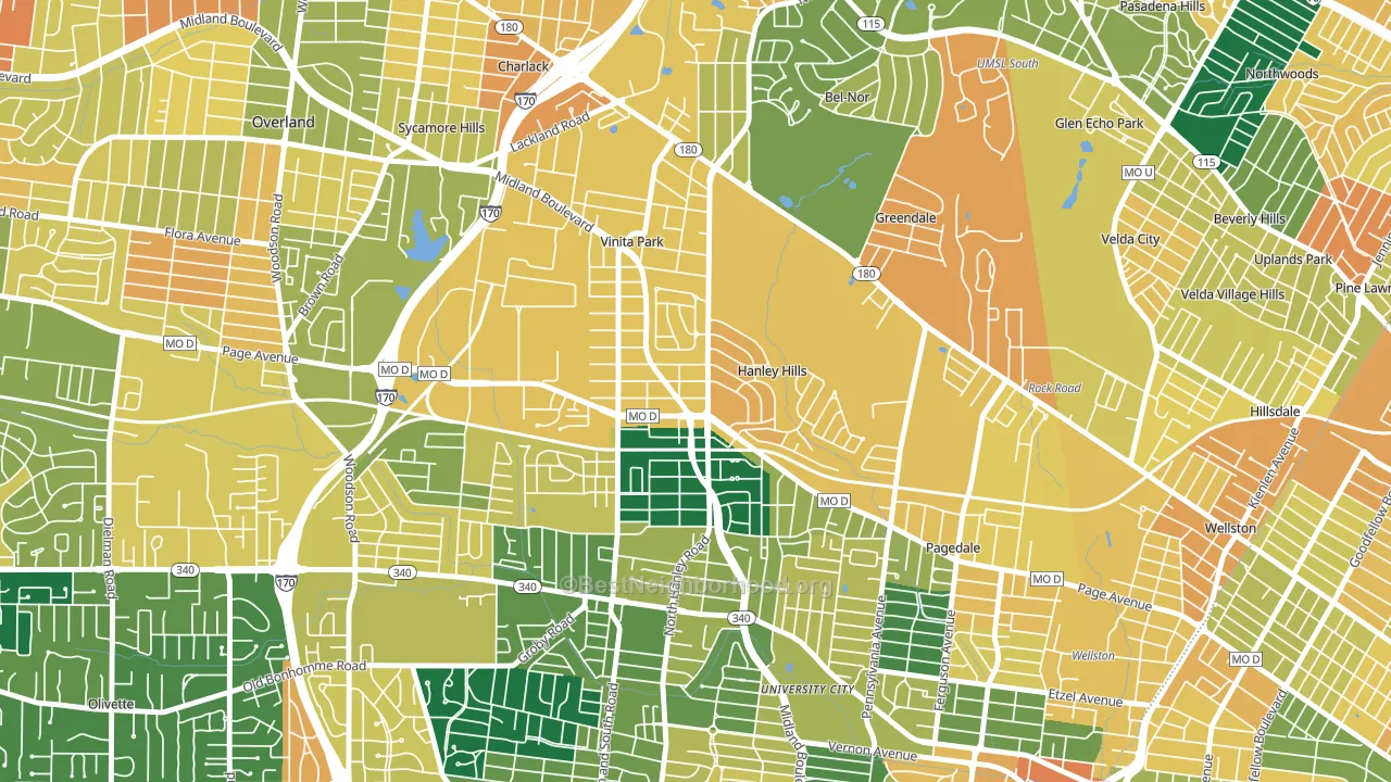 Vinita Terrace, MO block-group voter-turnout map