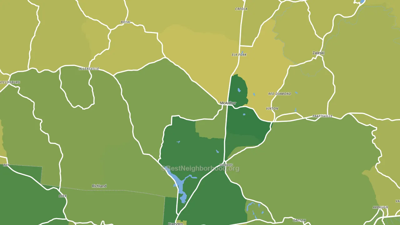 Vinton County, OH block-group voter-turnout map