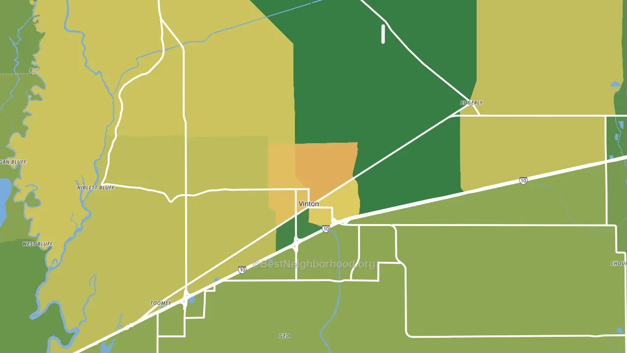 Vinton, LA block-group voter-turnout map