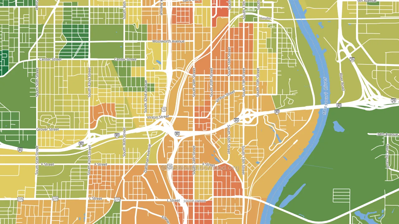 Vinton Street, Omaha, NE block-group voter-turnout map