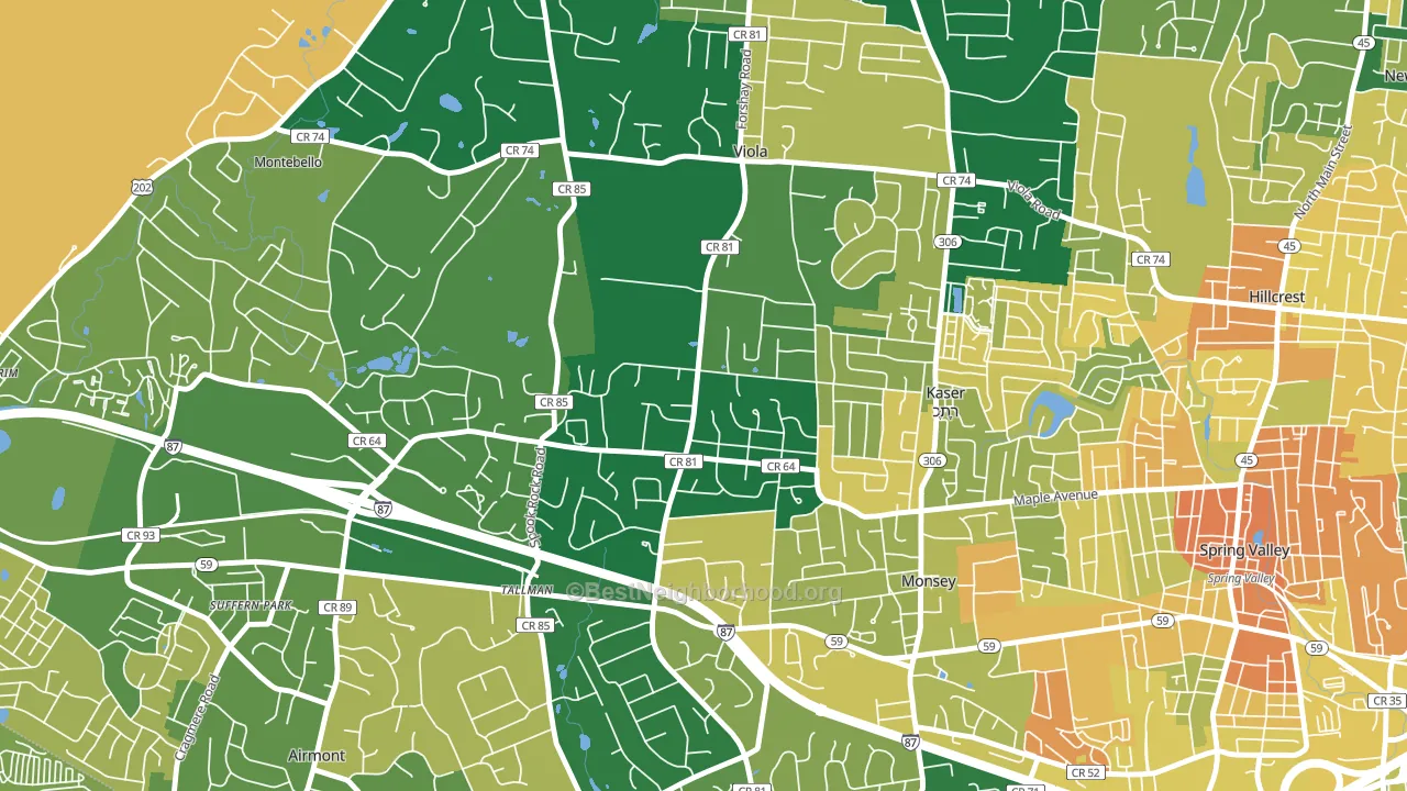 Viola, Monsey, NY block-group voter-turnout map