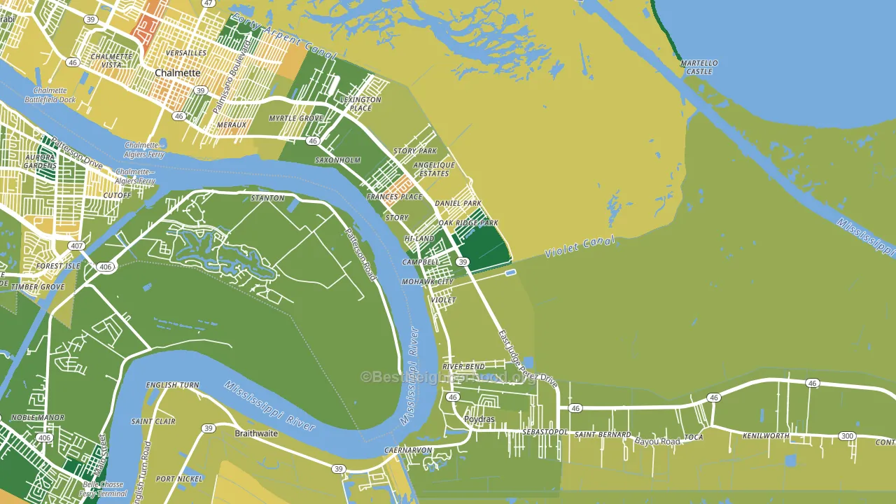 Violet, LA block-group voter-turnout map