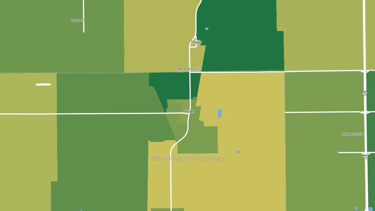 Virden, IL block-group voter-turnout map