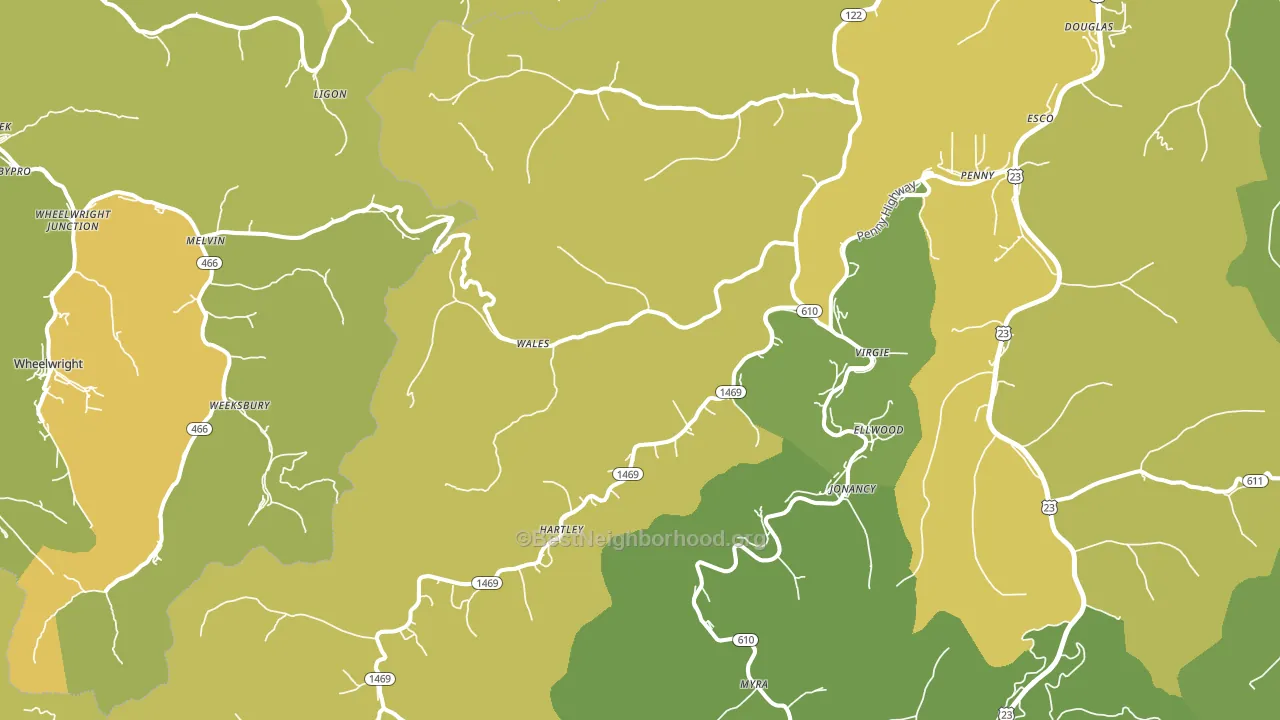 Virgie, KY block-group voter-turnout map