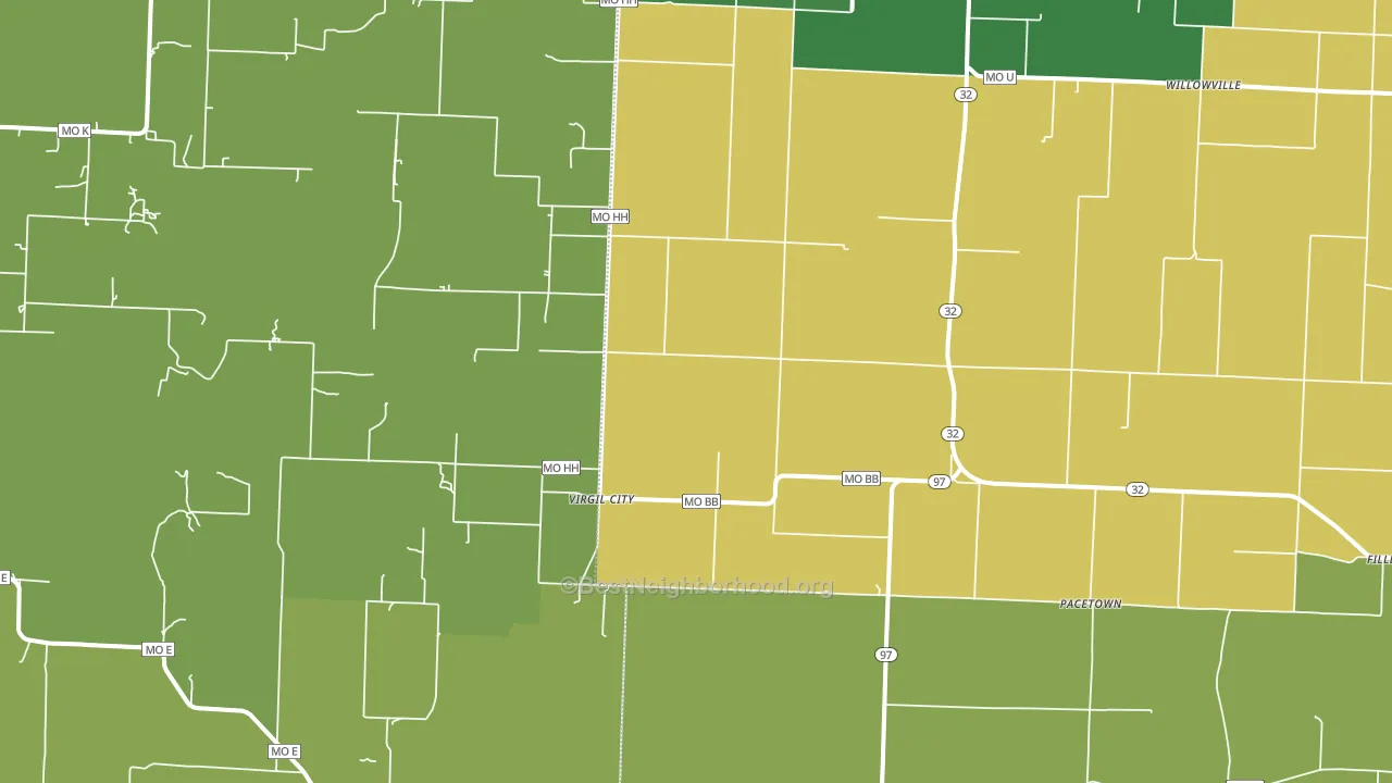 Virgil City, MO block-group voter-turnout map
