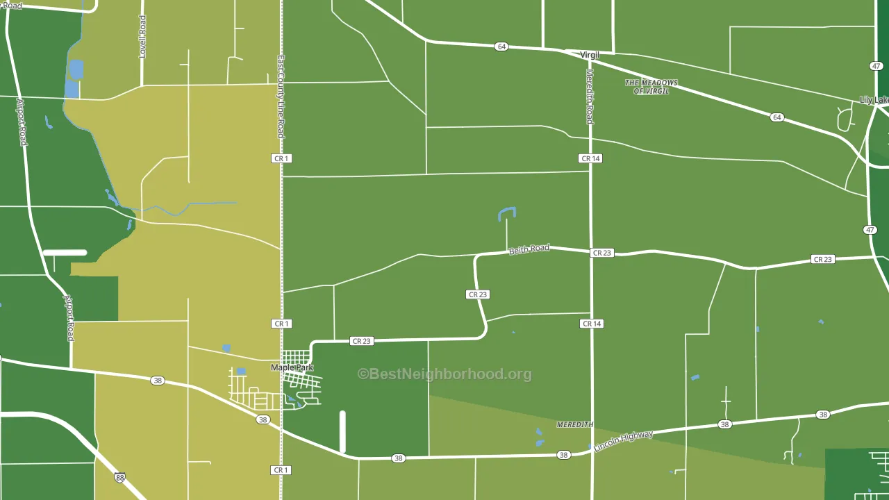 Virgil, IL block-group voter-turnout map