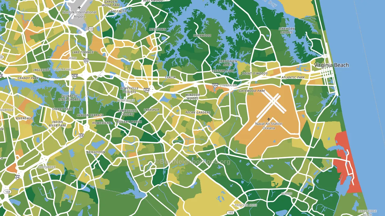 Virginia Beach City, VA block-group voter-turnout map