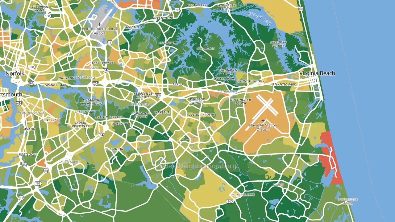 Virginia Beach, VA block-group voter-turnout map