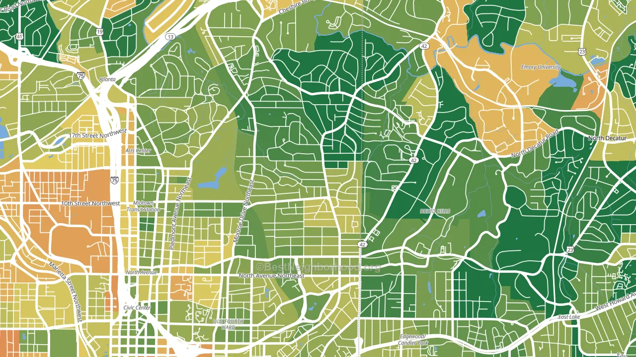 Virginia-Highland, Atlanta, GA block-group voter-turnout map