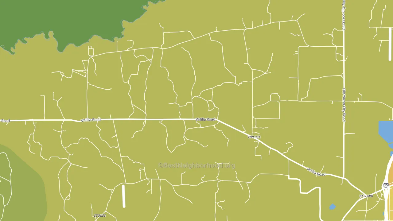Virlilia, MS block-group voter-turnout map
