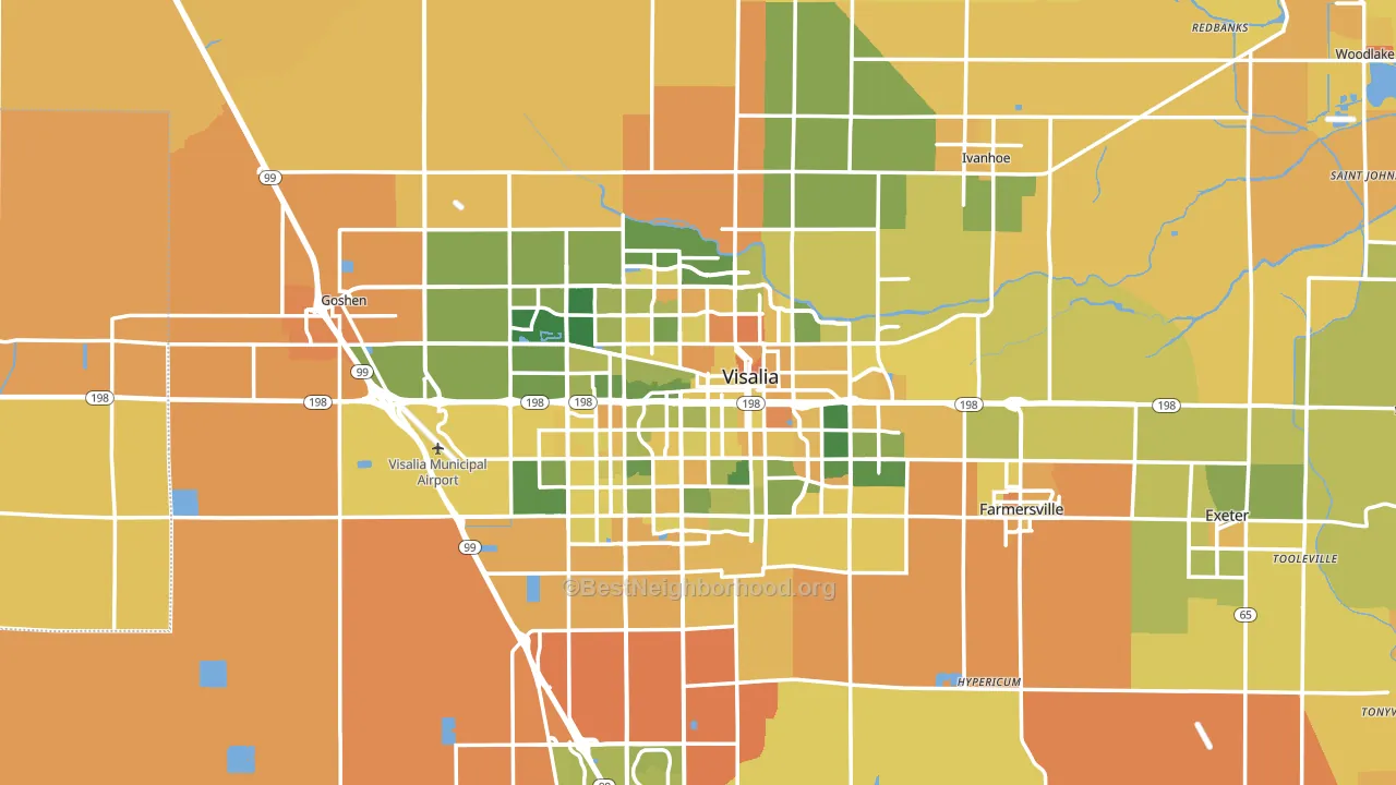 Visalia, CA block-group voter-turnout map