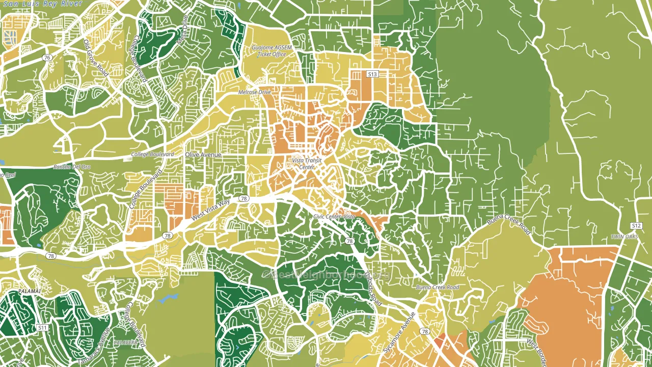 Vista, CA block-group voter-turnout map
