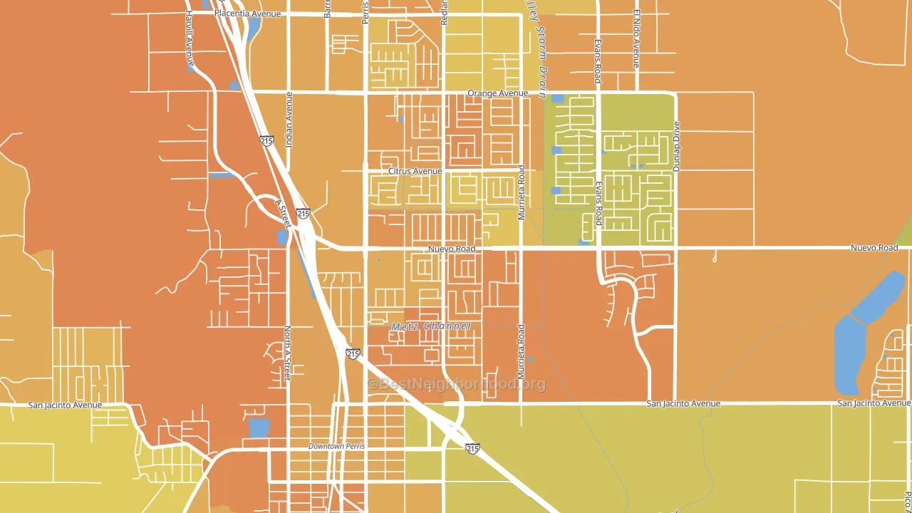 Vista Creek, Perris, CA block-group voter-turnout map