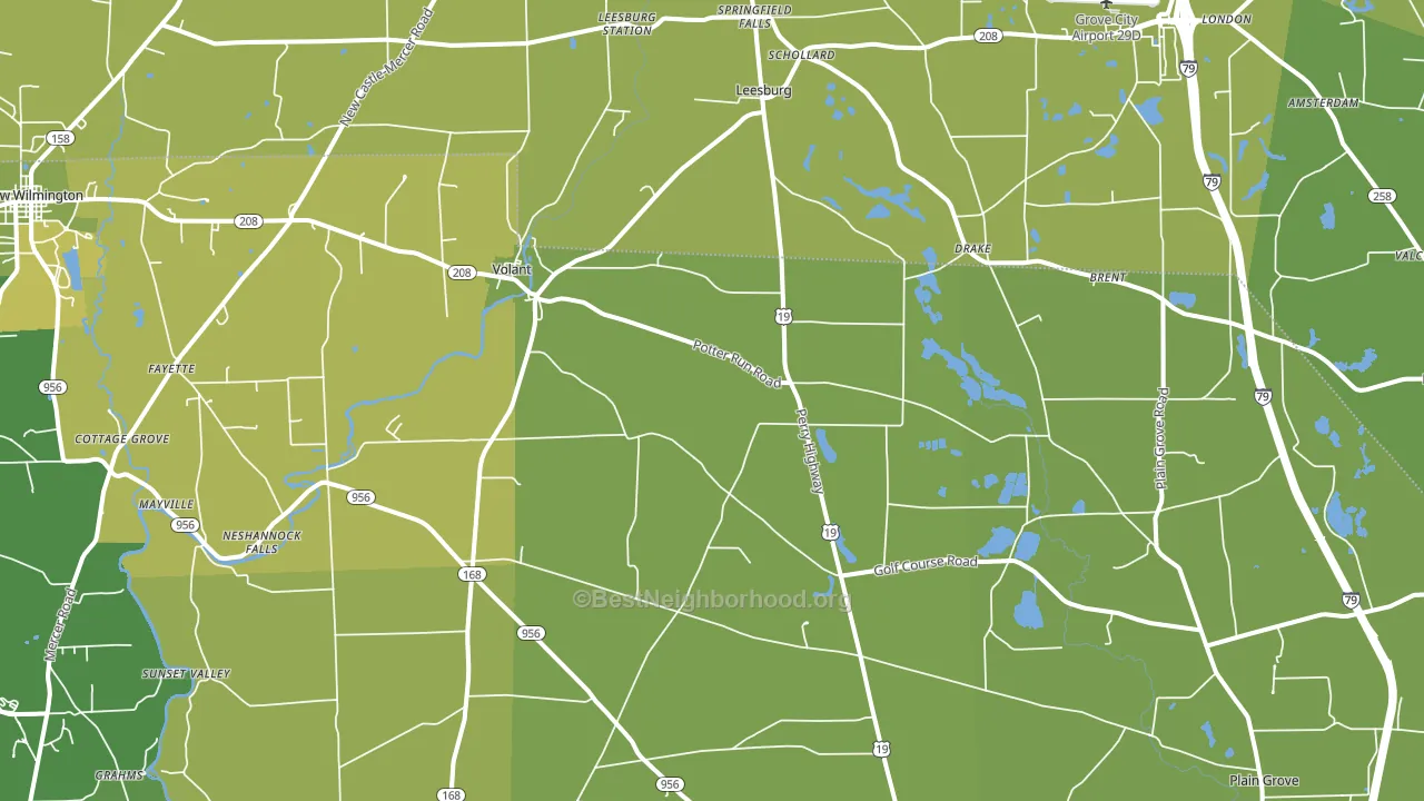 Volant, PA block-group voter-turnout map