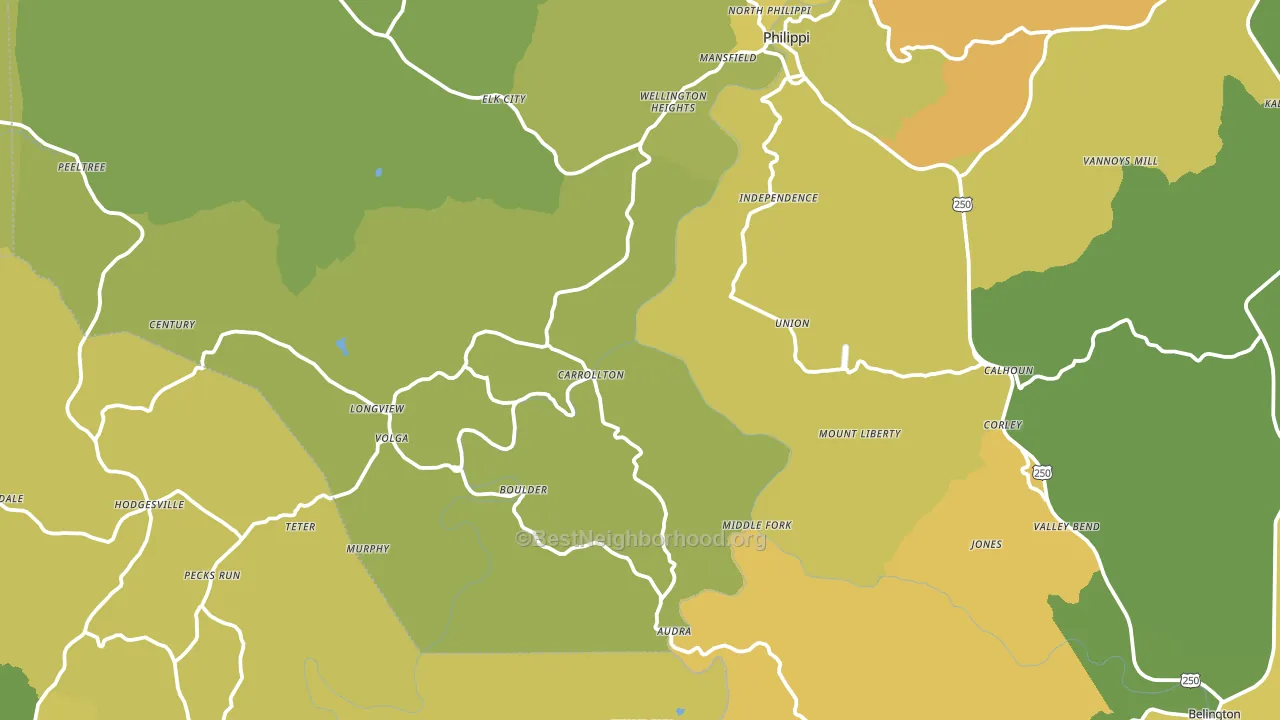 Volga, WV block-group voter-turnout map