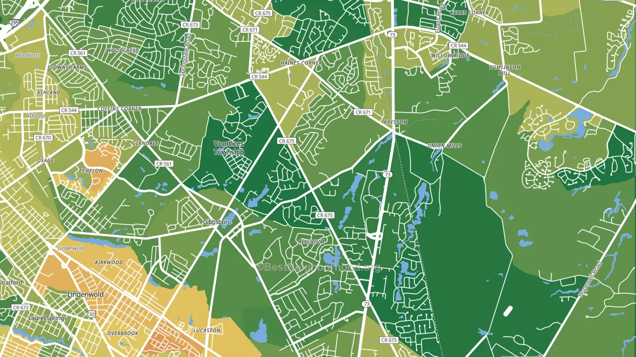 Voorhees, NJ block-group voter-turnout map