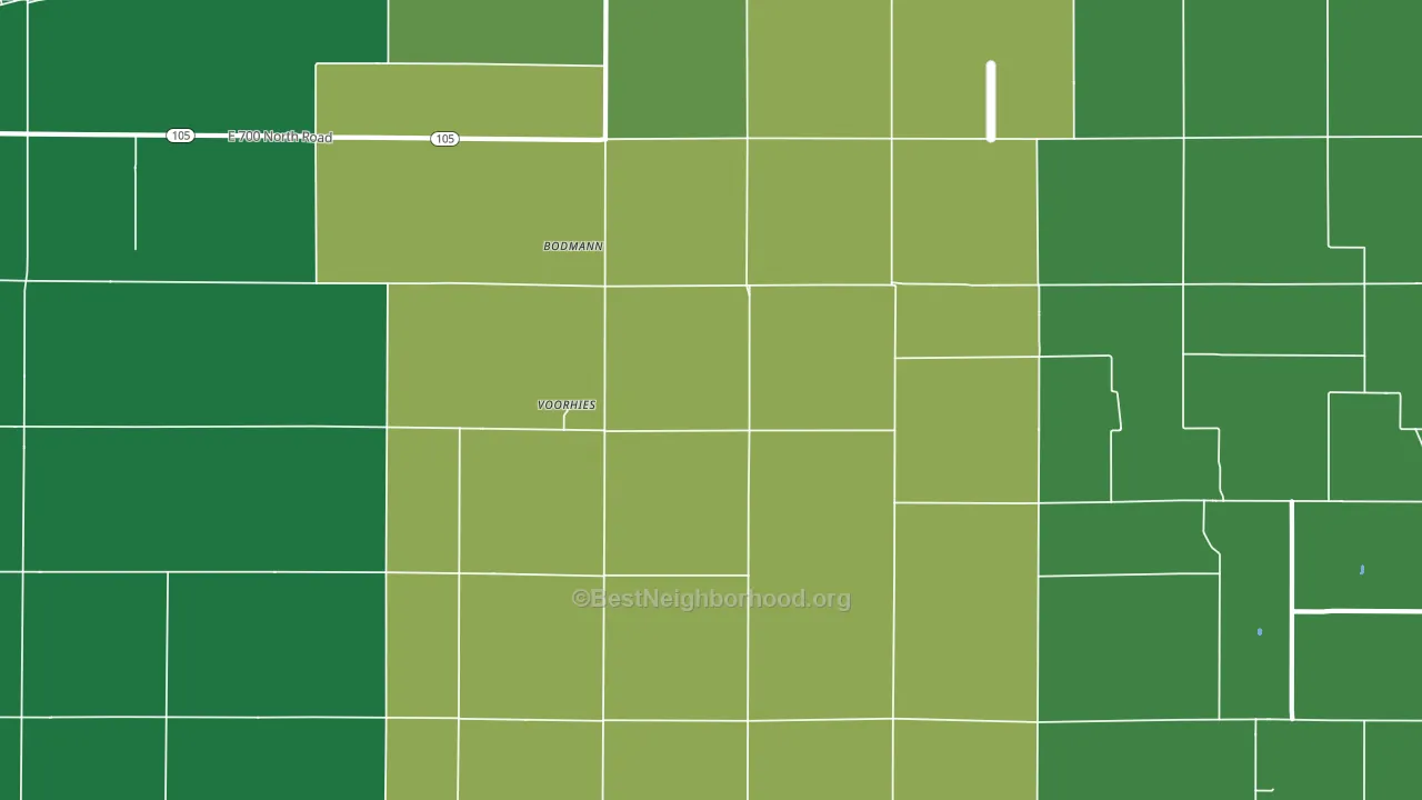 Voorhies, IL block-group voter-turnout map
