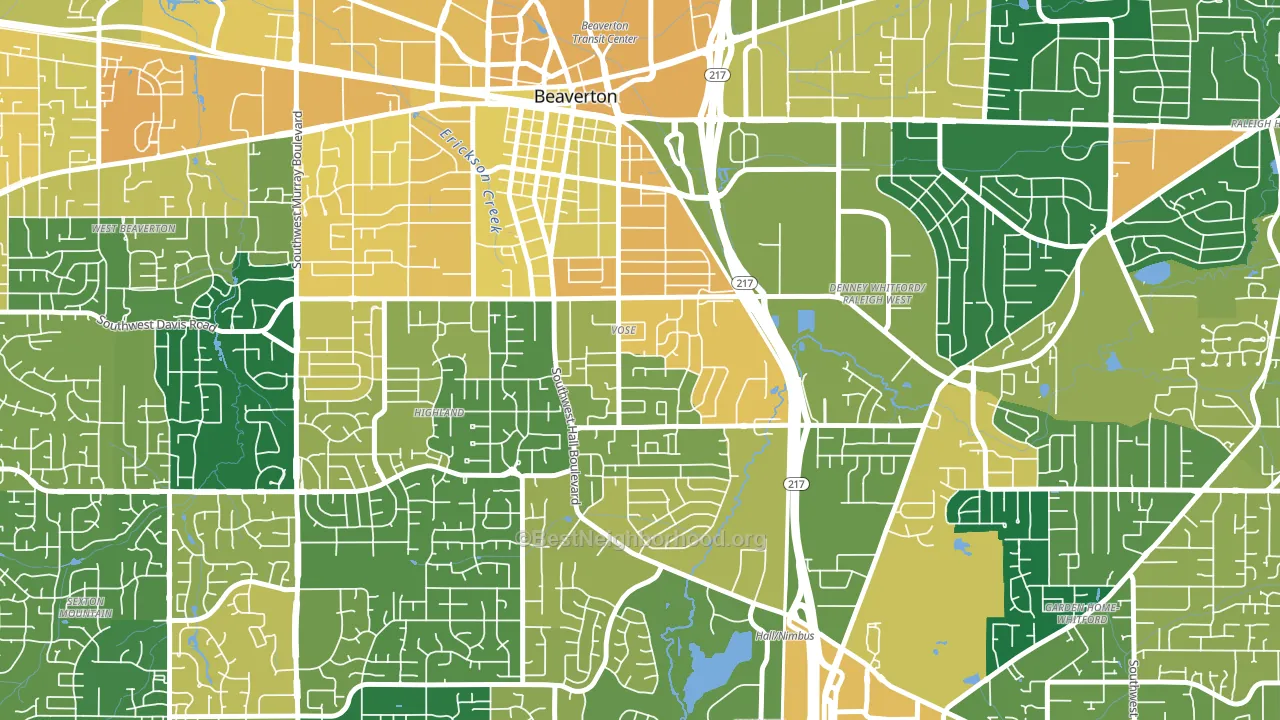 Vose, Beaverton, OR block-group voter-turnout map