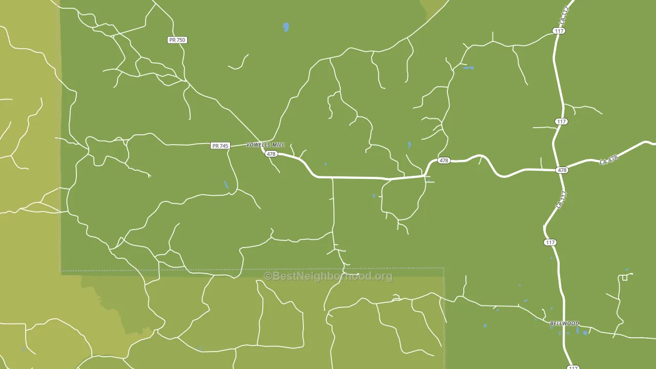 Vowells Mill, LA block-group voter-turnout map