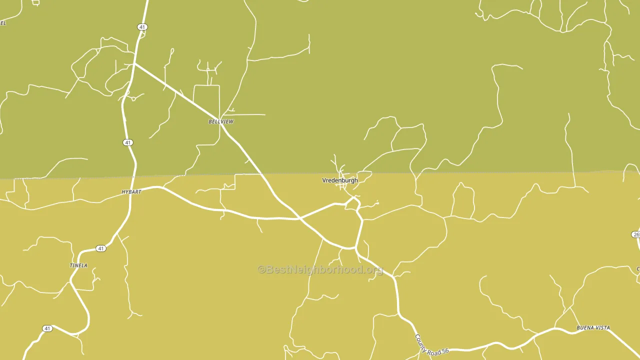 Vredenburgh, AL block-group voter-turnout map