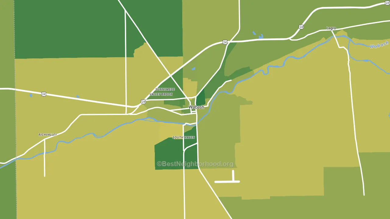 Wabash, IN block-group voter-turnout map