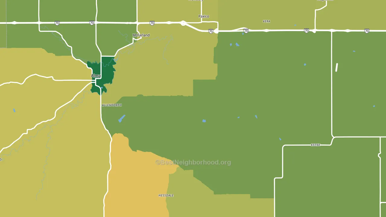 Wabaunsee County, KS block-group voter-turnout map