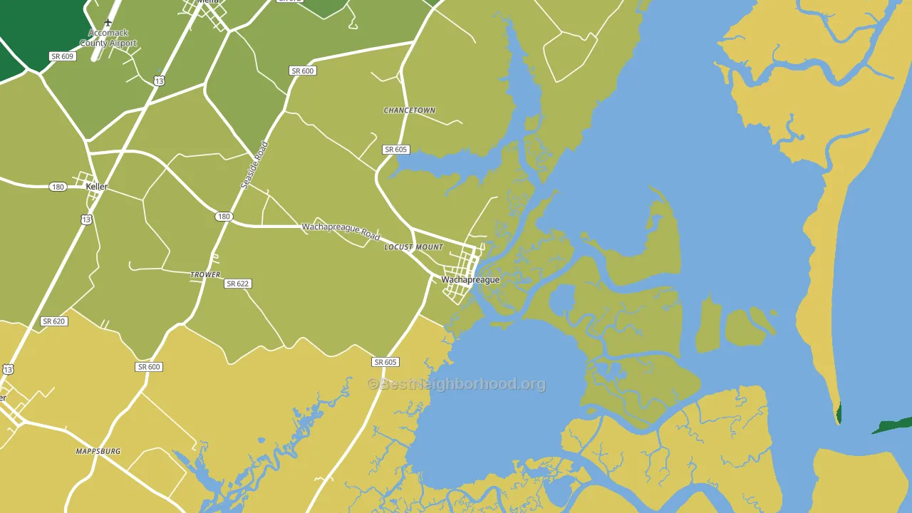 Wachapreague, VA block-group voter-turnout map