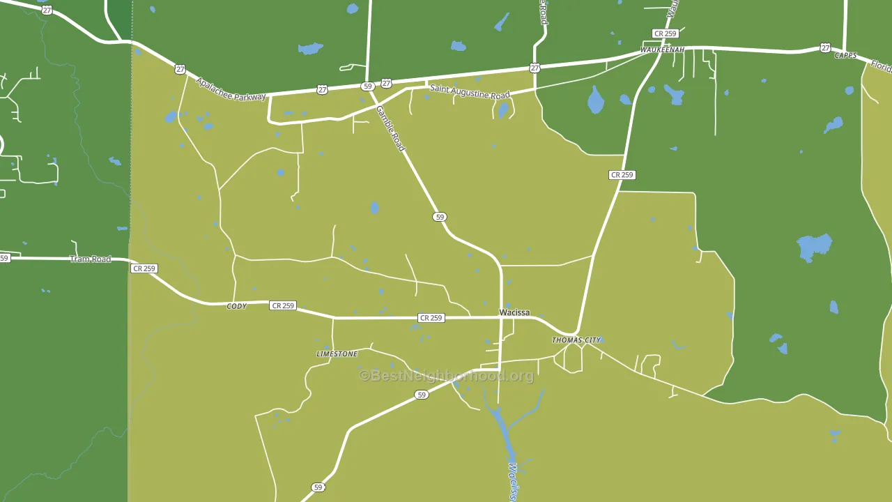 Wacissa, FL block-group voter-turnout map