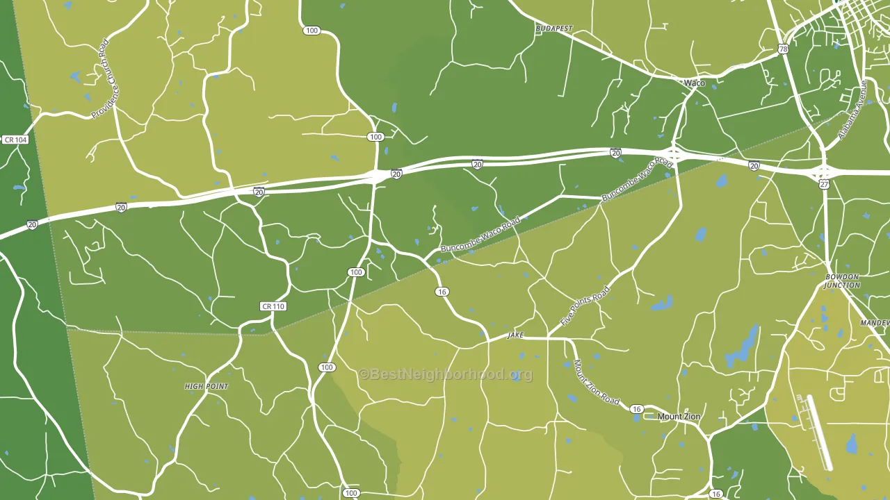 Waco, GA block-group voter-turnout map