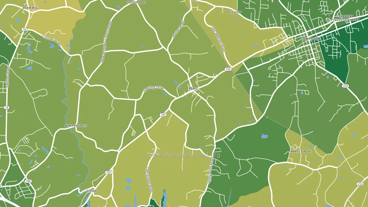 Waco, NC block-group voter-turnout map