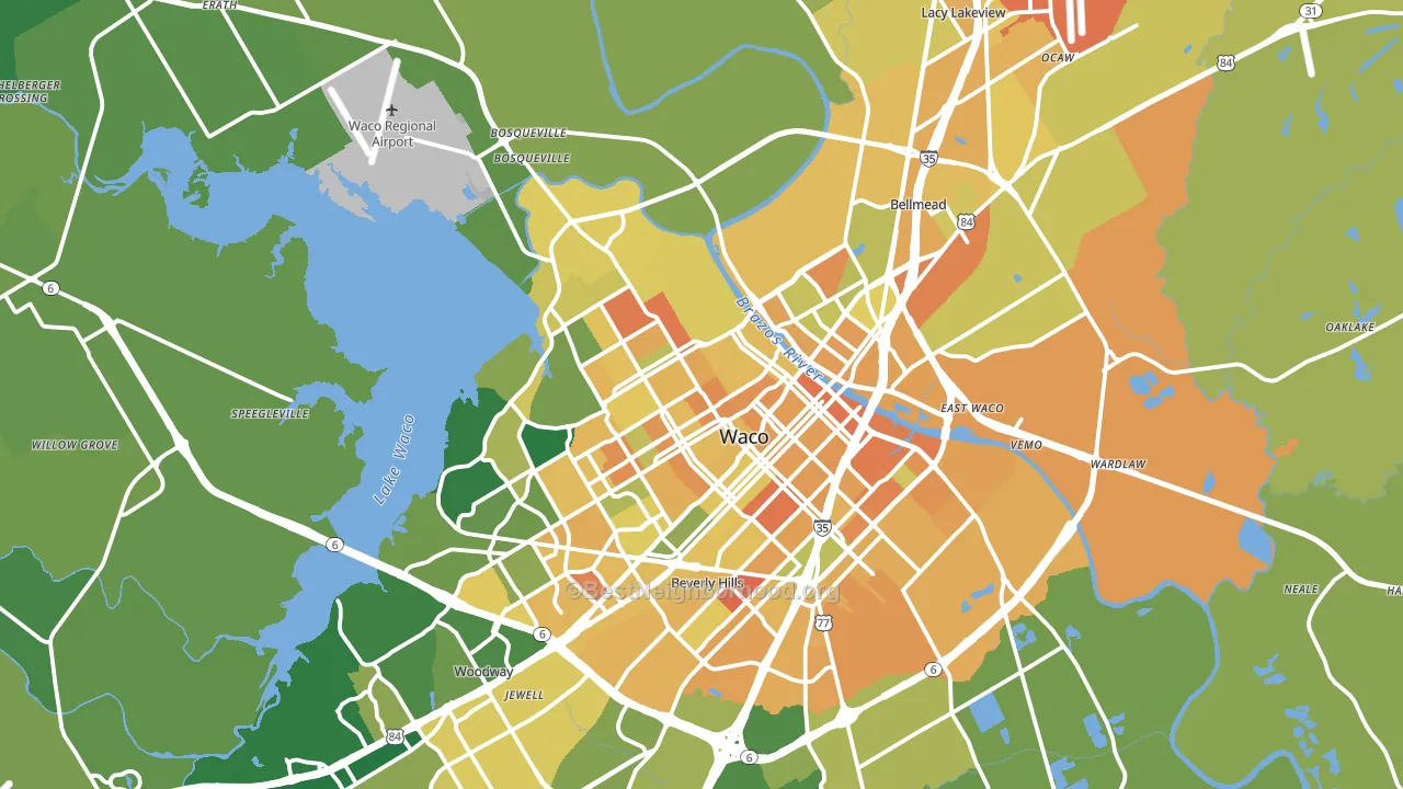 Waco, TX block-group voter-turnout map