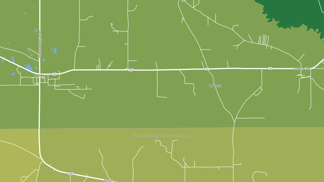 Waddell, MS block-group voter-turnout map