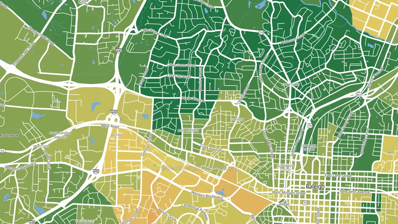 Wade, Raleigh, NC block-group voter-turnout map