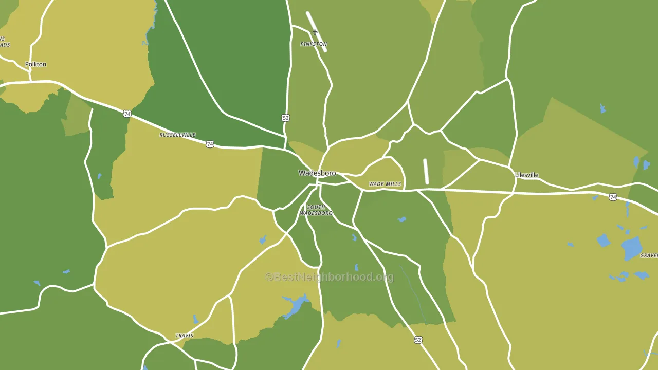 Wadesboro, NC block-group voter-turnout map